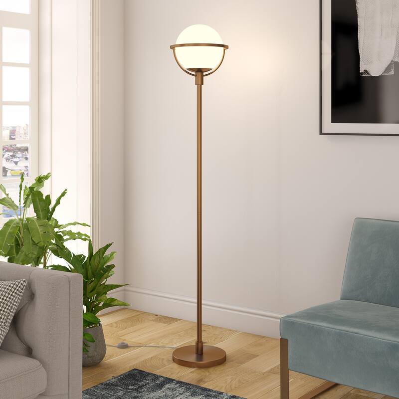 Cieonna Brass Globe and Stem Floor Lamp
