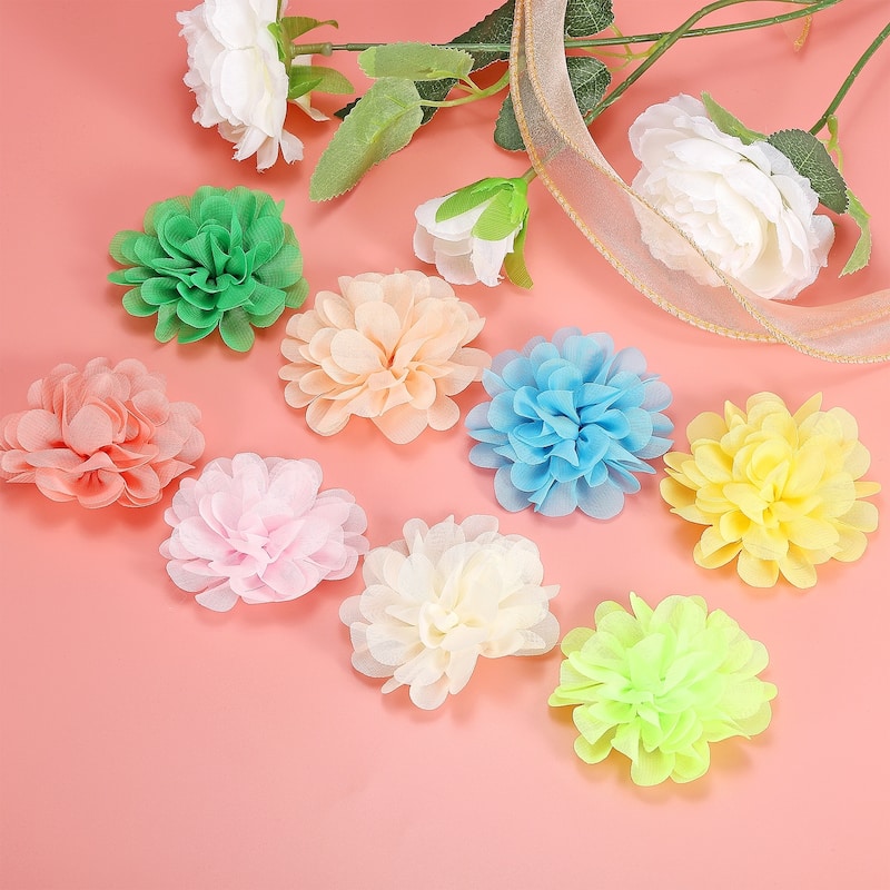 10Pcs Chiffon Flowers Fabric Flower Sewing Fabric Appliques