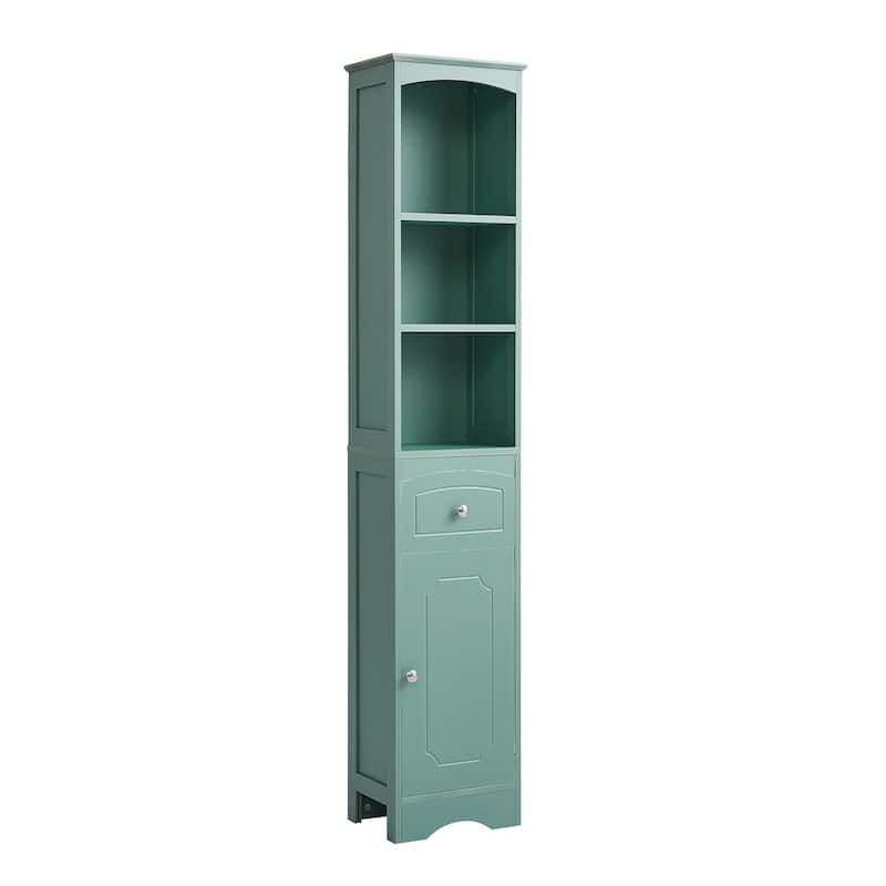 67" Tall Bathroom Storage Cabinet, Modern Narrow Display Cupboard Stand with Drawer and Adjustable Shelf