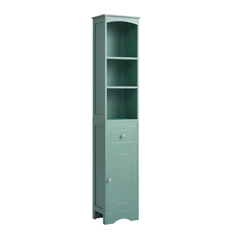 GDFStudio - Tall Bathroom Storage Cabinet, Freestanding with Drawer, Adjustable Shelf, MDF
