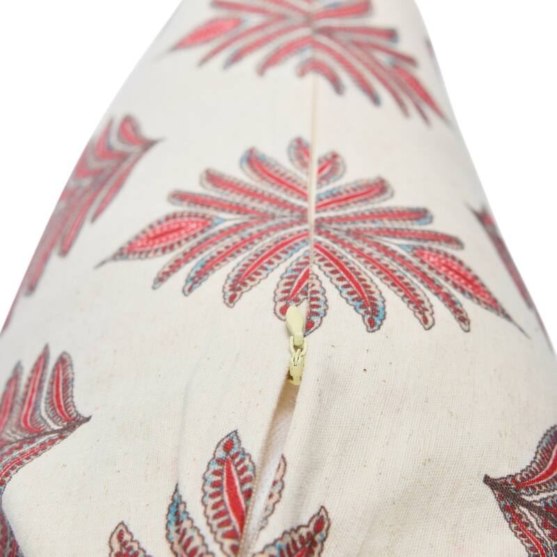 Square Fern Frond Pillow Cover with Tassels