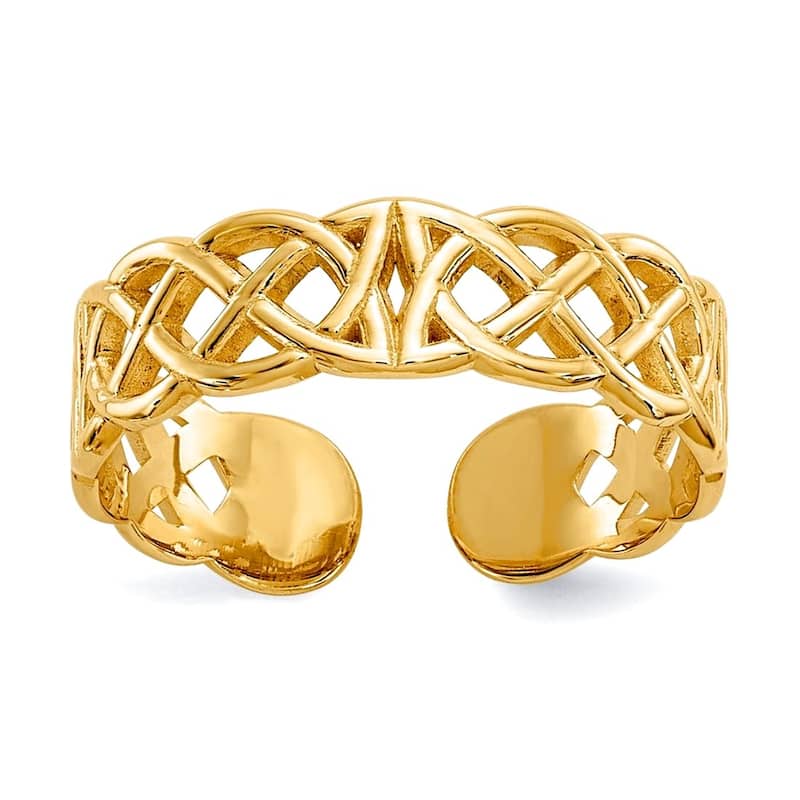 Curata 14 karat Yellow or White Gold 4mm Woven Celtic Knot Adjustable Toe Ring - Yellow Gold - Yellow