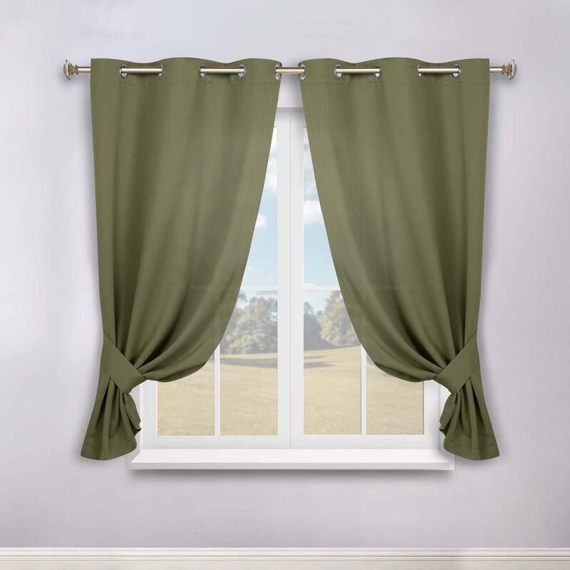 Superior Solid Machine Washable Room Darkening Grommet Blackout Curtains, Set of 2