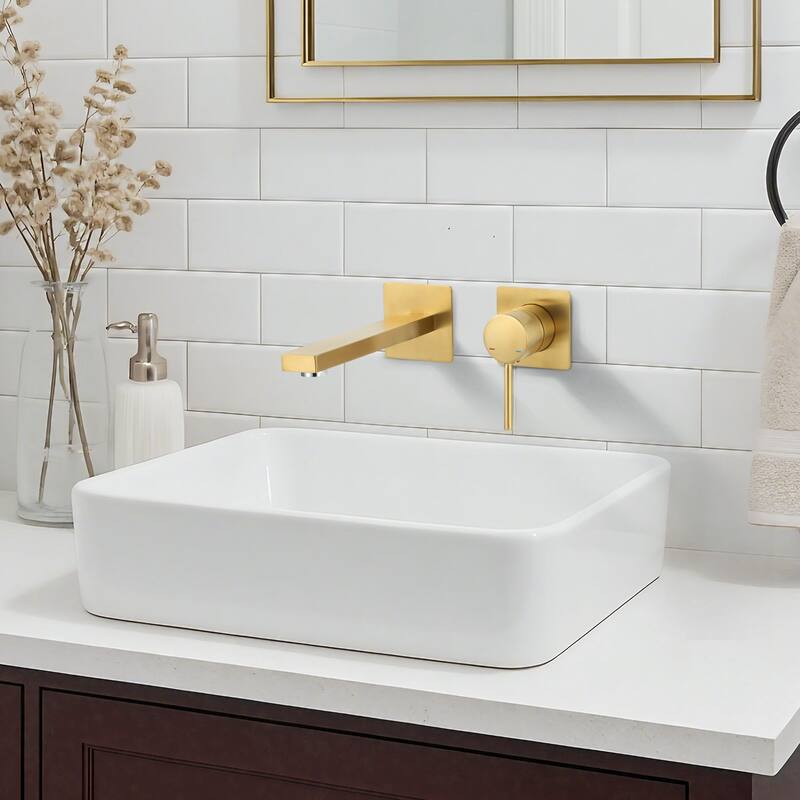 WOWOW Wall Mount Single Handle Bathroom Faucet in Modern