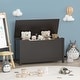 preview thumbnail 17 of 38, Kids Wooden Toy Box Storage with Safety Hinged Lid Coffee