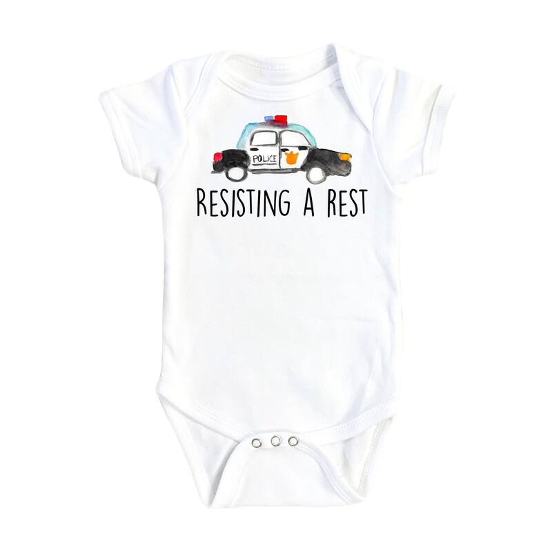 Police Resisting - Baby Boy Girl Clothes Infant Bodysuit Funny Cute Newborn - White - Newborn