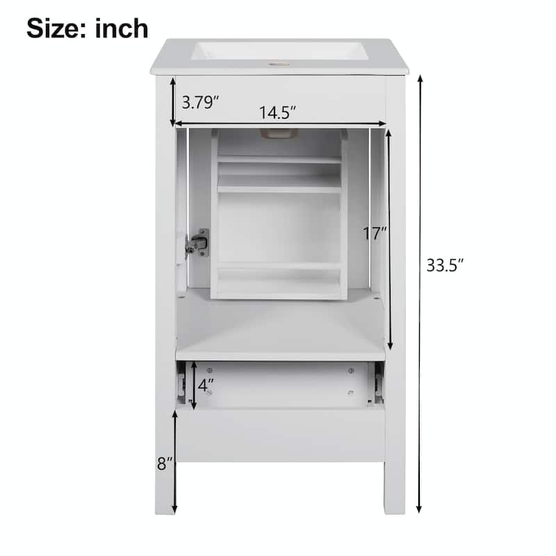 Modern Bathroom Vanity with Ceramic Sink - Soft-Close Drawers, Door Organizer, Divider Drawer