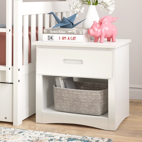 Hunter 1-Drawer White Wood Nightstand by iNSPIRE Q Junior. Opens flyout.