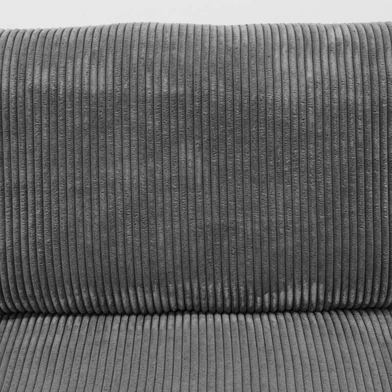 Corduroy Modular Sectional Sofa with Ottoman, Deep Seat L-Shaped Couch for Living Room, Dark Gray