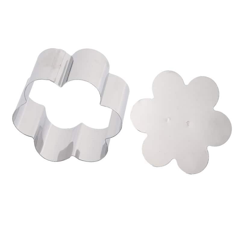 Metal Flower Shaped Biscuit Cookie Cake Bakery Cutter Mold Set 2 in 1 - Silver - 3'' x 3'' x 1.6''(L*W*H)