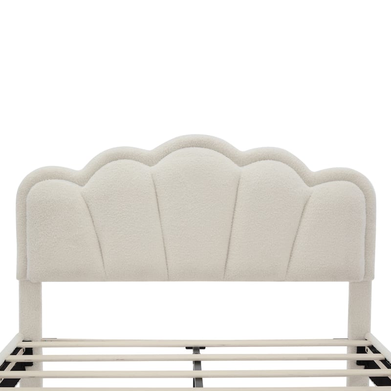 Upholstered bed with LED lights