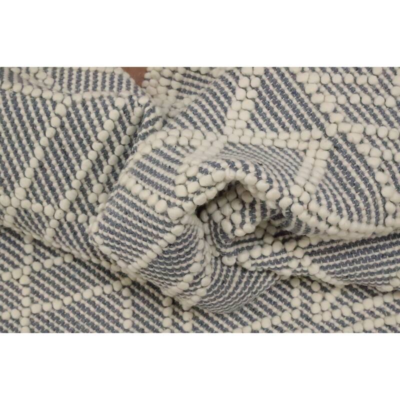 Hand Knotted Oriental 100% Wool Carpet Modern Geometric Greys & Charcoal Modern Gotti Design Area Rug - 7' 6'' X 4' 9''