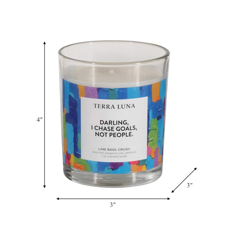4" Boxed Candle with Funny Quote Darling I Chase Goals Not People 7oz Glass Multi-Colored Decorative Lime Basil Crush