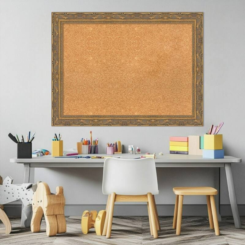 Filigree Gold Framed Cork Board - Bulletin Board, Organization Board, Pin Board