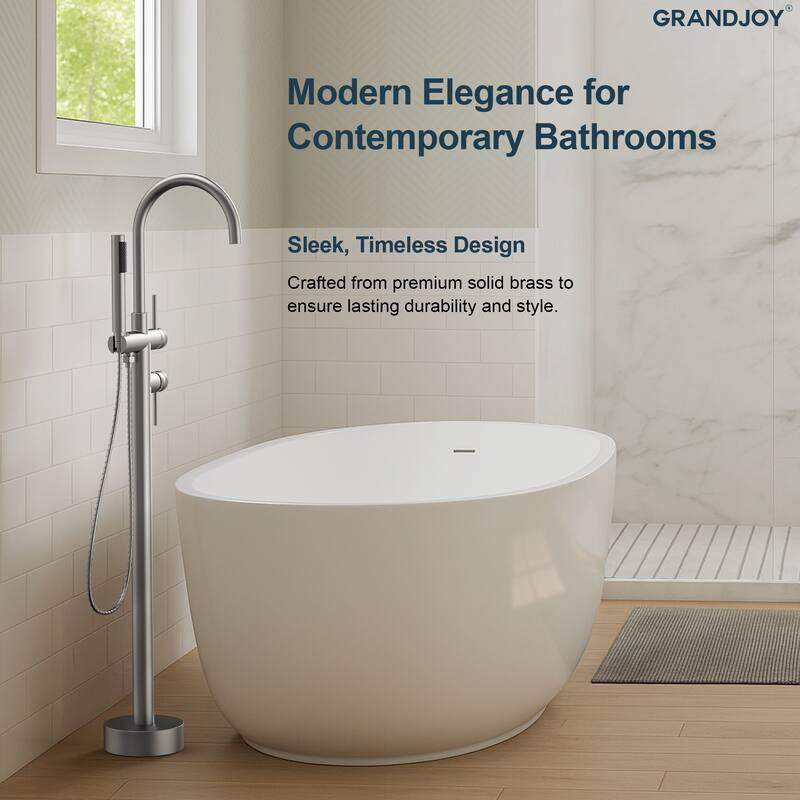 GRANDJOY 1-Handle Freestanding Tub Faucet with Integrated Hand Shower