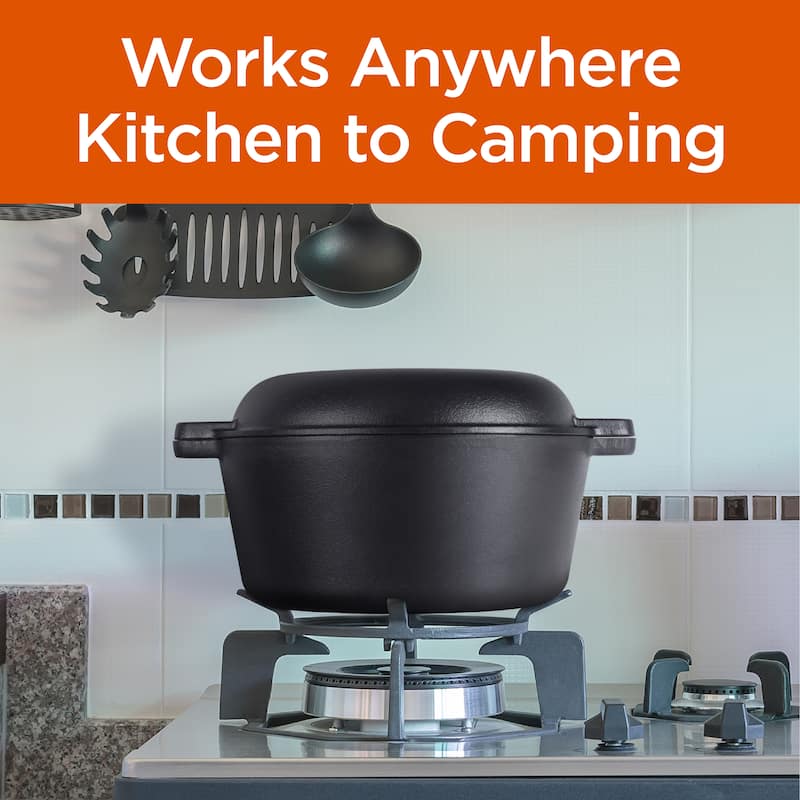 Seasoned Cast Iron 5 Quart Dutch Oven w Skillet Lid