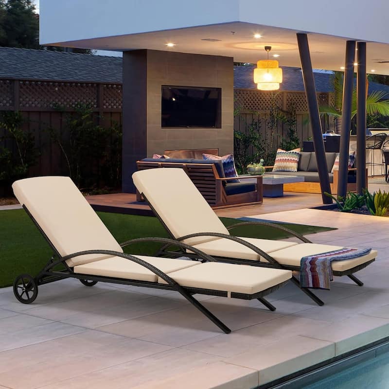 EROMMY Outdoor Patio Lounge Chair, Adjustable Recliner Outdoor Lounge Chairs, Multiple Colors Available