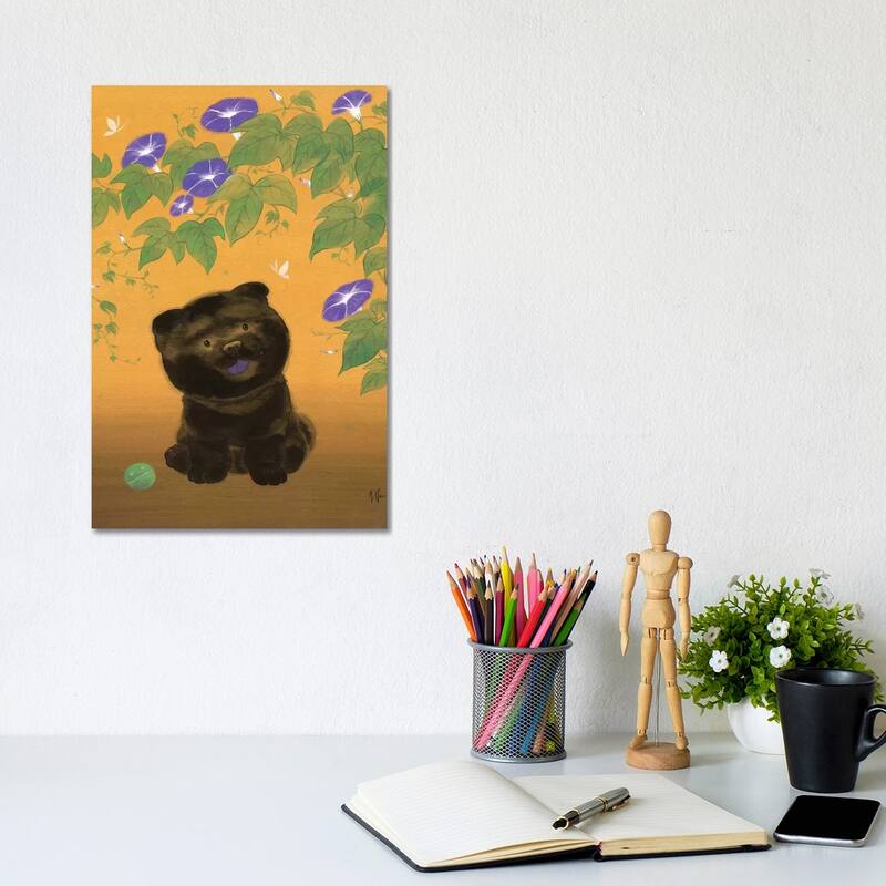 iCanvas "Chow and Morning Glories" by Martin Hsu Canvas Print - 12x8x0.75