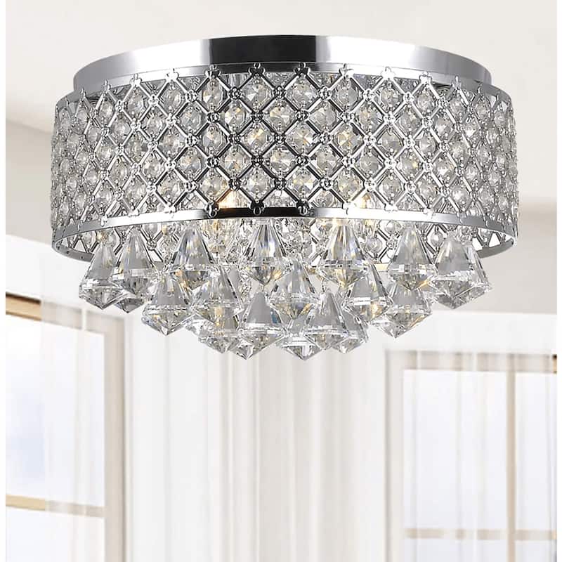 Silver Orchid Taylor 4-light Crystal Flush Mount Chandelier - Silver