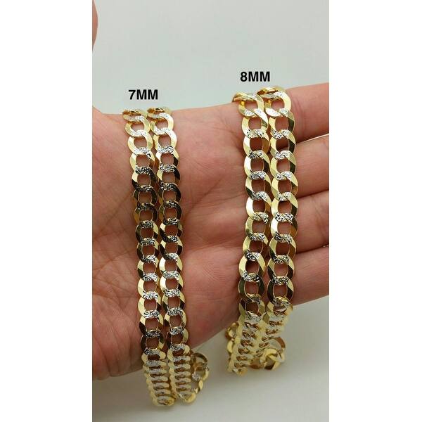Mens 14k Gold Plated 7mm 24 inches Cuban Curb Chain Necklace Mens 14k Gold Plated 7mm 24 inches Cuban Curb Chain Necklace