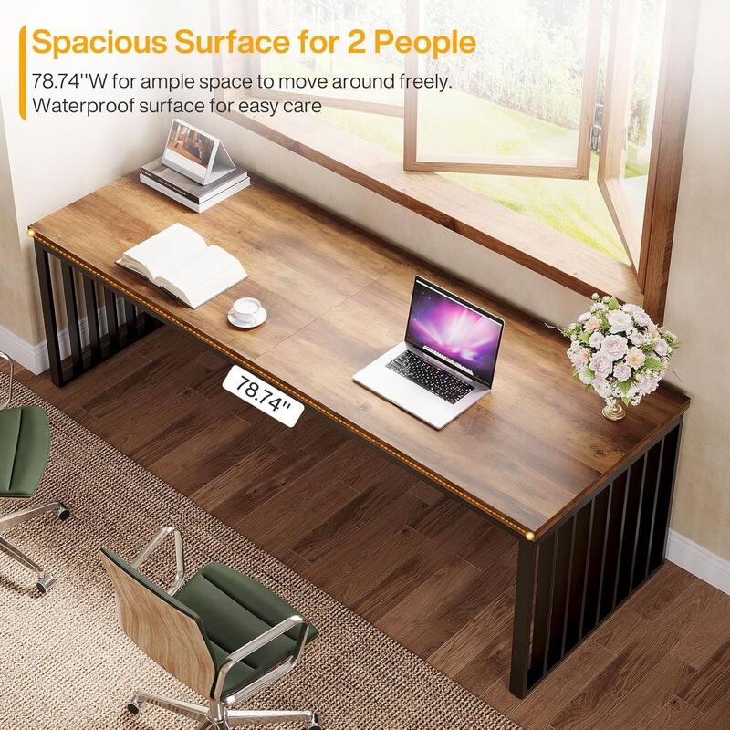 78.74" Extra Long Computer Desk, Double 2-Person Desk, Workstation Writing Study Table for Home Office