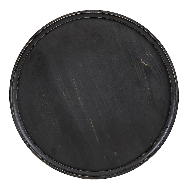 GDFStudio - Jonah Traditional Three-Tier Side Table with Rattan Shelves and Turned Wood Legs - 25.6"