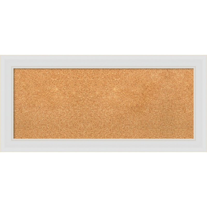 Flair Soft White Narrow Framed Cork Bulletin Memo Board - 34-Inch x 16-Inch