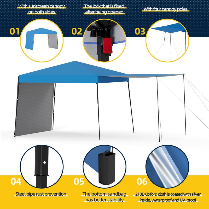 10x10 FT Pop-Up Canopy with 2 Sidewalls - Heavy-Duty Waterproof, UV-Resistant Tent for Outdoor Events, Markets & Gatherings