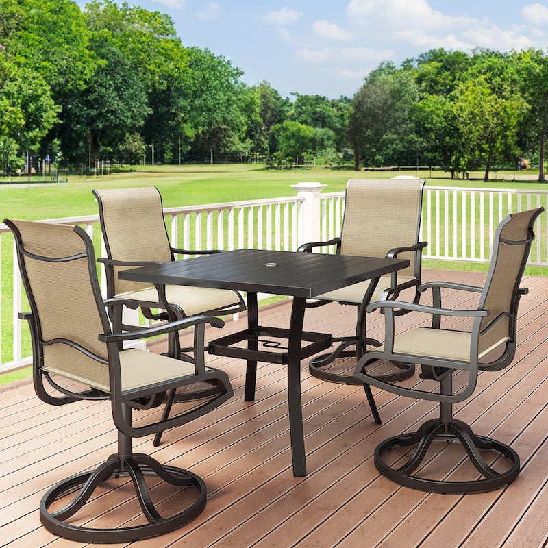 Outdoor Metal Swivel Bar Chairs Dining Chair Set of 2 - 23in