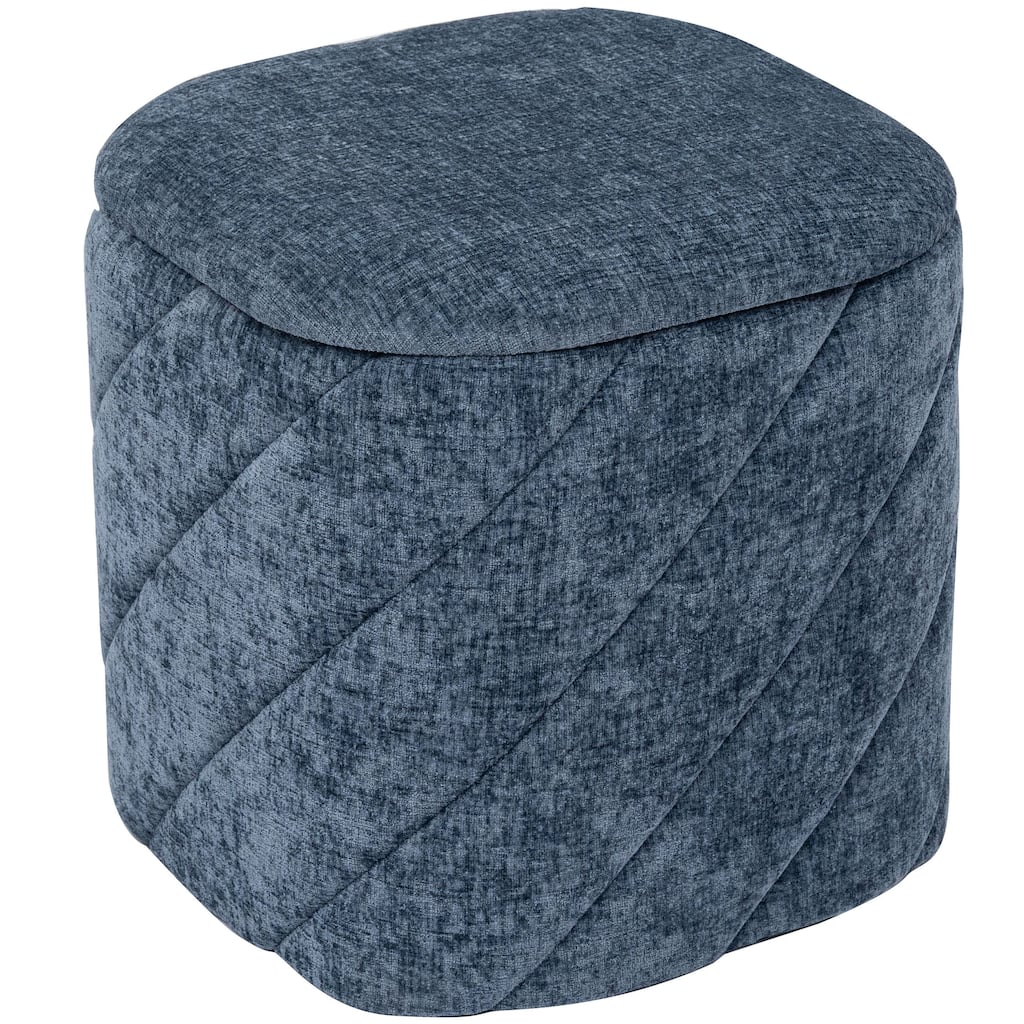 Square Diagonal Tufted Folding Storage Ottoman with Reversible Lid