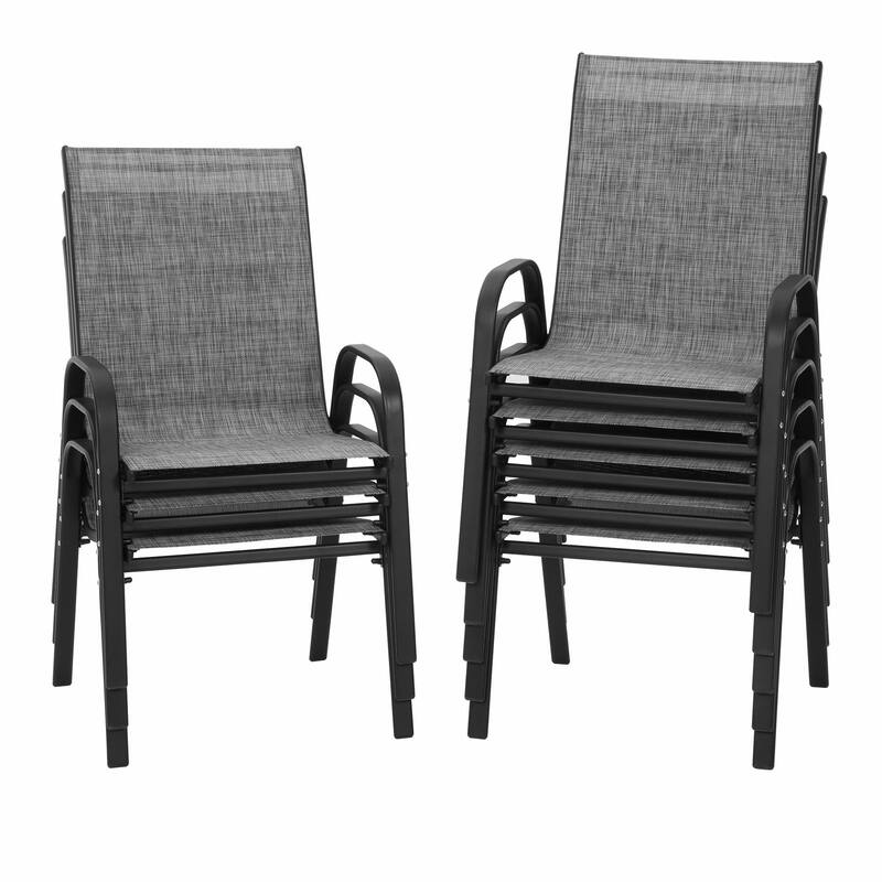 Patio Textilene Dining Chairs Set of 2/4/6/8, Outdoor Stackable Dining Chairs for Backyard, Patio Sling Chairs - 8PCS
