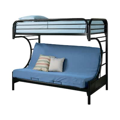 Casual Style Twin Over Futon Bunk Bed, Black