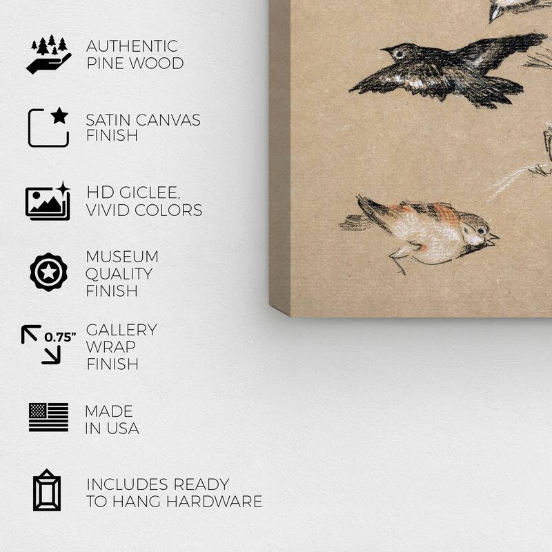 Wynwood Studio Canvas Animals Finches Brown and Tan Rustic Wall Art Canvas Print