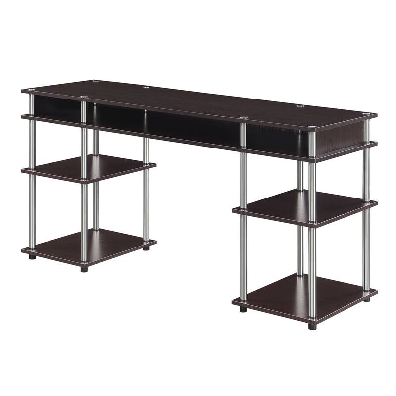 Student Desk with Shelves - 60" Wide Workstation, Easy Assembly, Sturdy Metal Frame, Home Office & Dorm Desk