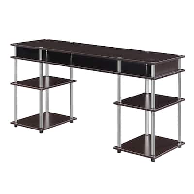Student Desk with Shelves - 60" Wide Workstation, Easy Assembly, Sturdy Metal Frame, Home Office & Dorm Desk