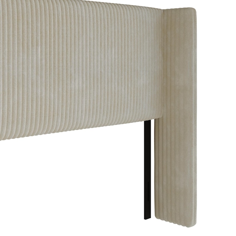 Clayfell Lenox Upholstered Wingback Headboard, Soft Corduroy, Easy to Assemble