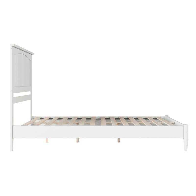 Queen Size Wood Platform Bed - Low Profile Modern Design, USB Charger Included