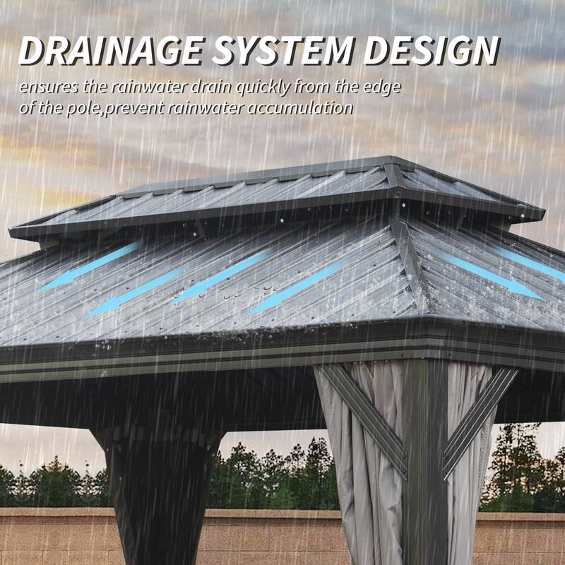 Domi Hardtop Gazebo with Galvanized Steel Double Roof and Aluminum Frame