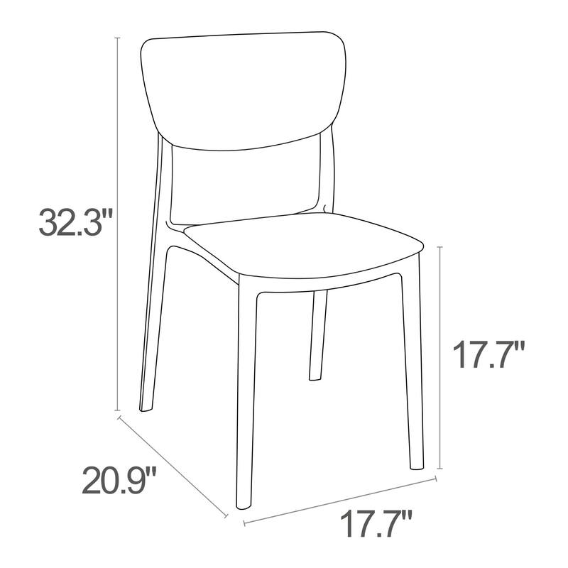 33" White Solid Stackable Patio Dining Chair