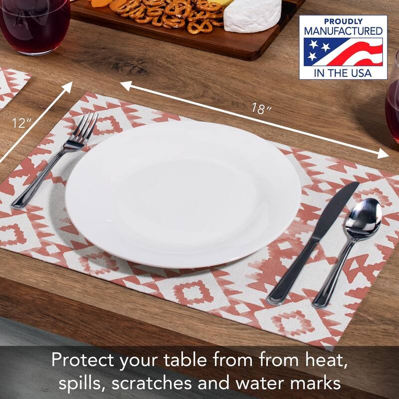 Southwest Flair 4-Pack Poly-Cotton Blend Placemats Manufactured in The USA Machine Washable Dryer Safe