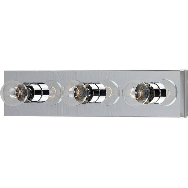 slide 3 of 3, Essentials 3-Light Bath Vanity Strip Light Polished chrome - Steel
