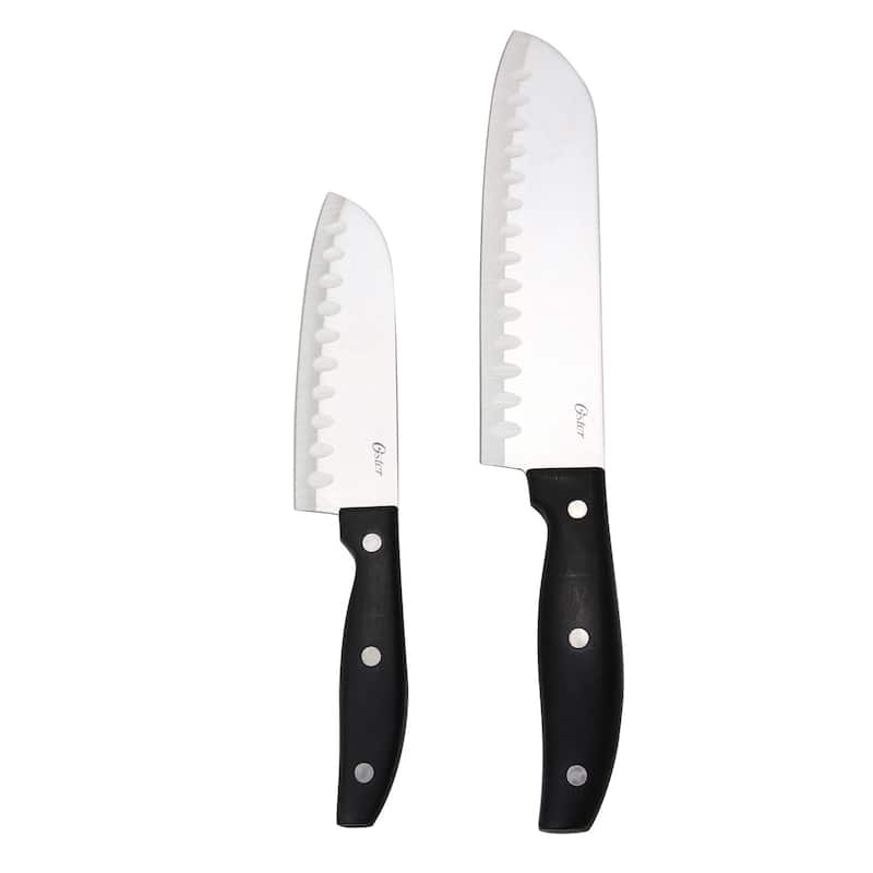 Cottar 2 Piece Stainless Steel Santoku Knife Set with Black Handles