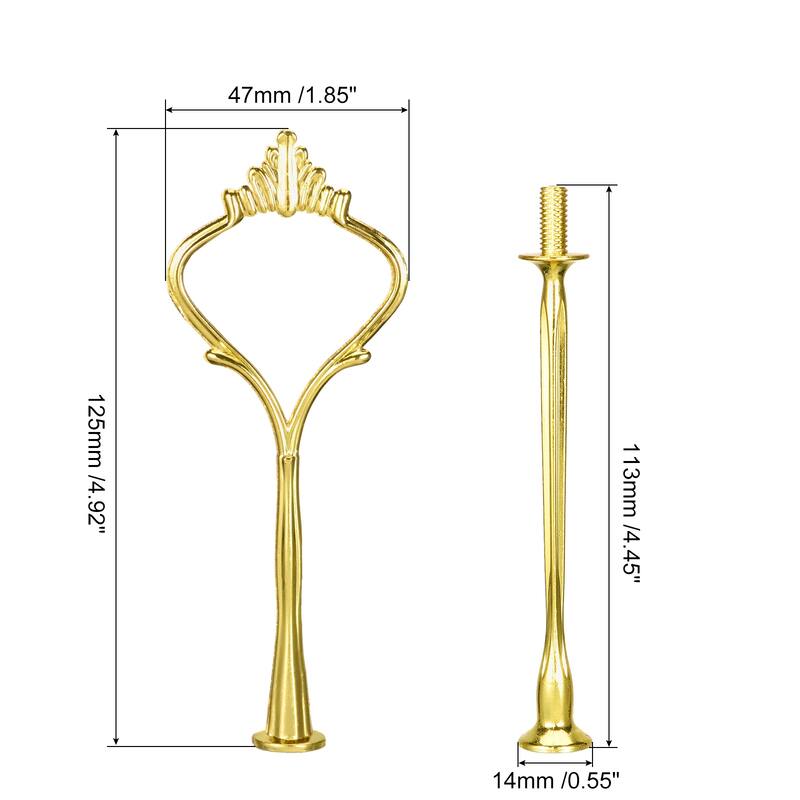 Cake Tray Stand Handle Cupcake Dessert Plate Hardware Fitting Holder Rod Stand Handle, 3-Tiers - Gold - 1 Set
