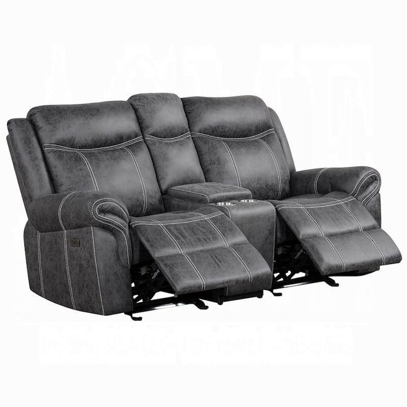 Hesy Power Motion Recliner Loveseat w Console, Dark Gray 75 Inch