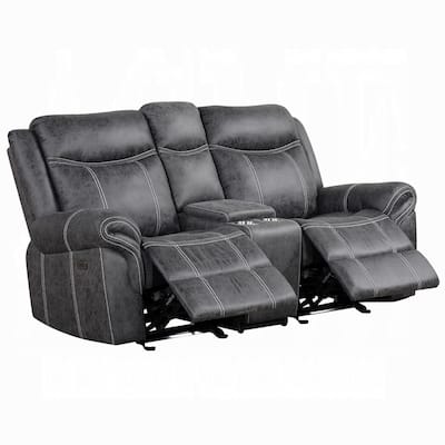 Hesy Power Motion Recliner Loveseat w Console, Dark Gray 75 Inch