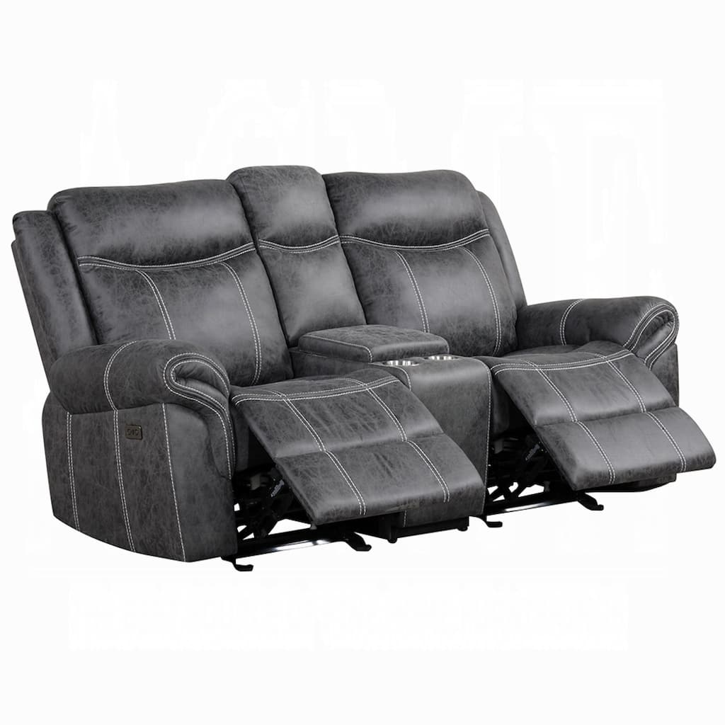 Hesy Power Motion Recliner Loveseat w Console, Dark Gray 75 Inch