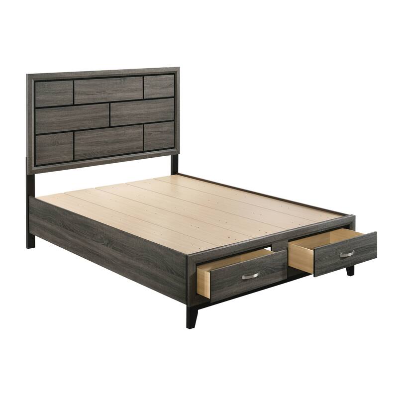 Vallendale Weathered Grey 2-Drawer Storage Bed