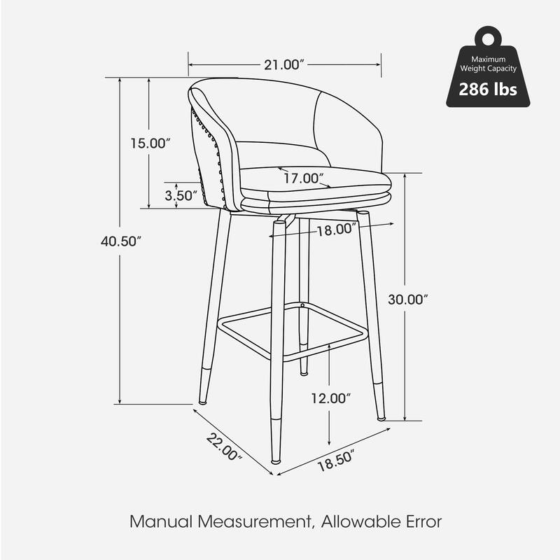 Glitzhome Set of 4 PU Leather Upholstered Swivel Counter or Bar Stools Pub/ Bar Chairs