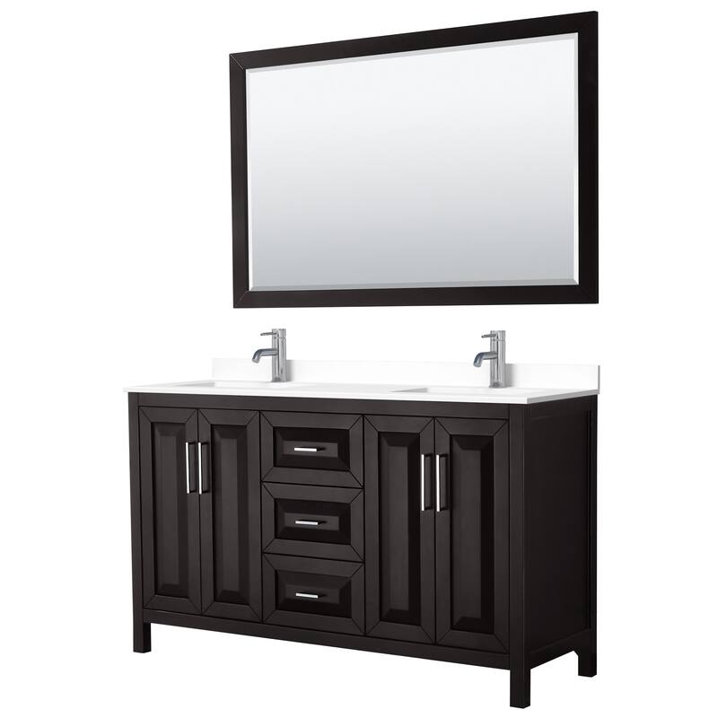 Daria 60 Inch Double Vanity, Cultured Marble Top, 58 Inch Mirror