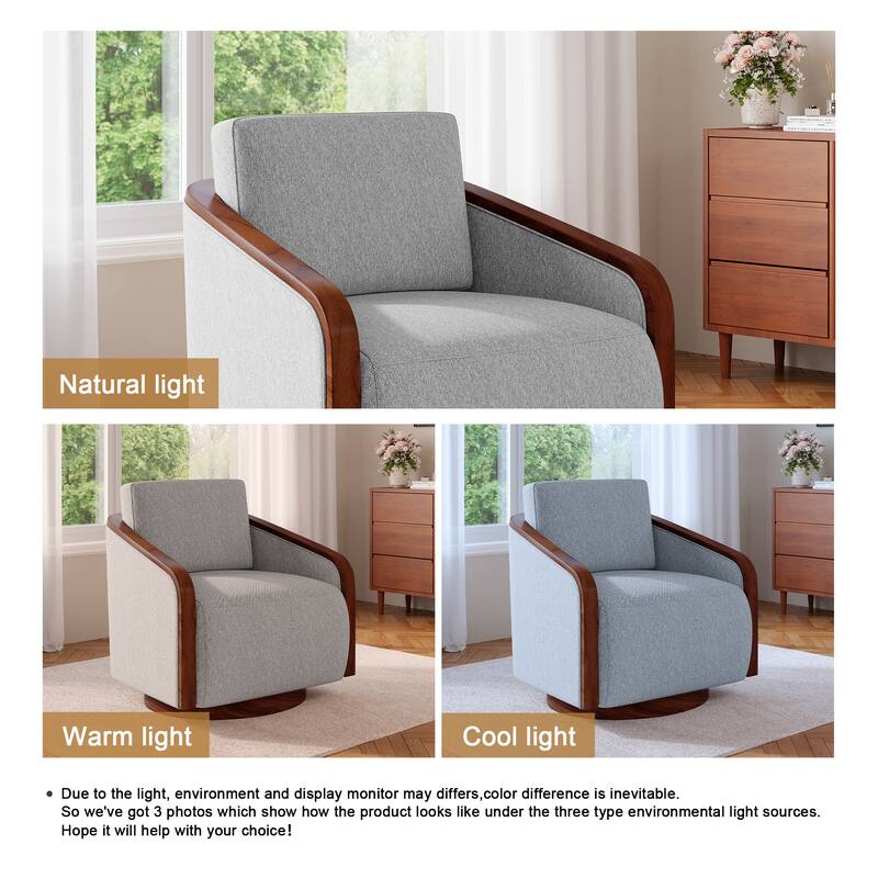 Chenille Modern 360°Swivel Barrel Chair Round Base